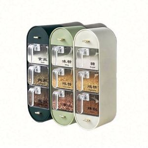 Ensemble de boîtes de rangement pour épices en plastique écologique à 5 compartiments pour la cuisine, organisateur d'épices mural avec 3 options de couleur - Product Image 1
