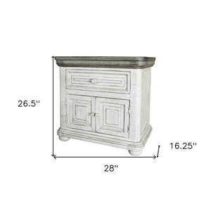 HMS 27 "ที่ทันสมัยงาช้างโบราณไม้ทึบหนึ่งลิ้นชัก nightstand กับหรูหราไร้สายชาร์จสำหรับอพาร์ทเม้นยิมตู้ข้างเตียง - Product Image 6