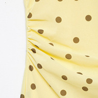 Damen Vintage Creme-Gelbes Gepunktetes Ärmelloses Maxikleid mit Seitlicher Raffung an der Taille Elegantes Lässiges Sommerkleid Kundenspezifischer Farbdruck ODM/OEM