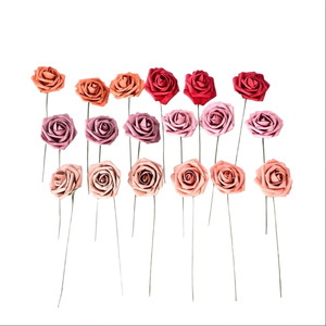 Flores artificiales de espuma PE de 7 cm con tallo, tipo rosa - Product Image 6