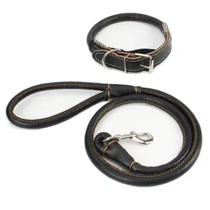 Leather Pet Accessories With Adjustable Light Luxury Traction Dog Leash