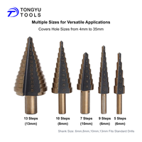 5 pièces 4-35mm HSS jeu de forets étagés, 3-flats tige conique perceuse Unibit cône trou Cutter pour métal bois feuille plastique Tube bricolage