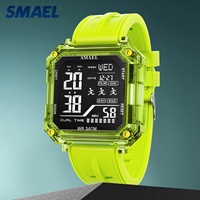 SMAEL 8129 Wasserdichte 5BAR Chronograph Stoppuhr Taucher-Alarm Doppel-Sport Quadratische Digitaluhr Unisex Luxus 43mm Silikonarmband