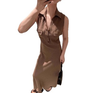 Offre Exceptionnelle : Achetez maintenant ! Robe Gilet Longue Boutonnée en Lin Kaki Style Old Money Haut <span class=keywords><strong>de</strong></span> Gamme pour Femme – Collection Designer - Product Image 5