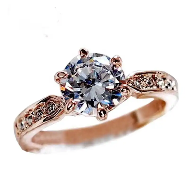 Hot sale Zircon Engagement Rings for women Rose gold color Wedding rings