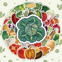 60 Uds. Hoja de pegatinas de verduras de dibujos animados promoción personalizada vinilo impermeable Graffiti brócoli pegatinas diario álbum de recortes para niños