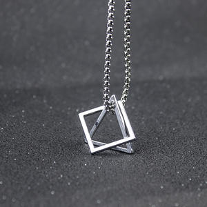 Kolye erkekler üçgen kolye kare geometrik kolye uzun kolye paslanmaz çelik geometrik üçgen kare kolye kolye - Product Image 4