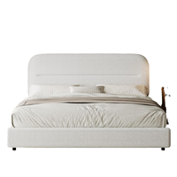 Lit King Queen contemporain et moderne avec cadre rembourré et tête de lit nuage douce, lit confortable