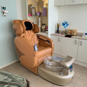 Fauteuil de massage <span class=keywords><strong>spa</strong></span> pour pédicure de luxe à gravité zéro, automatique, en verre, <span class=keywords><strong>avec</strong></span> drainage électrique et siège inclinable réglable - Product Image 1