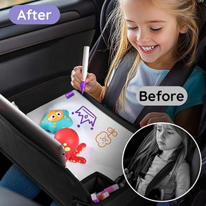 Muestra gratuita, organizador de asiento de coche de alta calidad, pizarra borrable, bandeja de viaje para niños pequeños, bandeja de almohada impermeable para comida y refrigerios, mesa para niños - Product Image 2