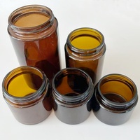 Bocaux cosmétiques ronds en verre ambré résistants aux enfants avec couvercles 60ml 90ml 120ml 150ml 250ml 300ml