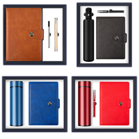 Ensemble cadeau d'affaires personnalisé promotionnel comprenant un carnet, un stylo, une gourde isotherme, une batterie externe et un clé USB – Idéal pour les cadeaux d'entreprise ou les offres promotionnelles.