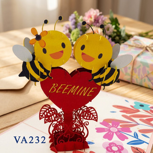 Meilleure Vente : Carte de Vœux en Papier Hanoi Faite à la Main, Style Amour, Découpe Laser 3D, Motif Couple Abeilles, Cadeau Artisanal, Logo Couleur Personnalisé - Product Image 4