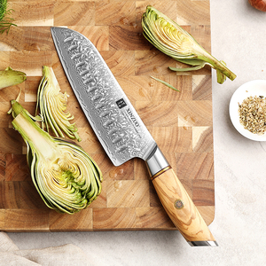 Coltello Santoku Giapponese da 7 Pollici, Acciaio Damasco in Polvere con Nucleo 14Cr, 73 Strati, Manico in Legno, Coltello da Cucina Affilatissimo - Product Image 2