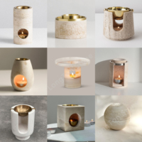Nouveau foncé Emperador marbre brûleur à huile essentielle réchauffeur d'huile brun aromathérapie bougie cire fondre plus chaud marbre brûleur d'encens