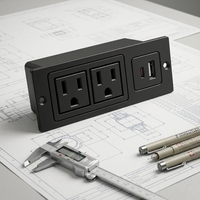 Stopkontak Tersembunyi 2 Stopkontak AC dengan Soket Ekstensi USB Tipe A+C Colokan AS untuk Furnitur NEMA PDU DF-TP02A