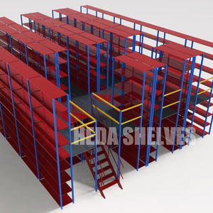 מערכת מדפים של פלטפורמת מזניין גדולה עם מדרגות לפתרון מחסן מערכת מתלים לרצפה בזניין - Product Image 1