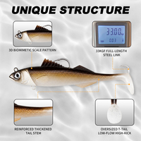 Leurre souple Paddle Tail Swimbait 200mm 150g à double hameçon coulant pour la pêche au maquereau espagnol et au bar en eau salée