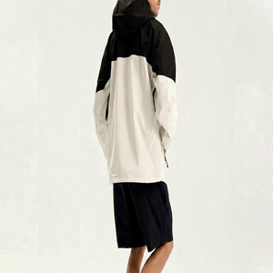Chaqueta Cortavientos con Capucha para Hombre, Estilo Boxy, Manga Larga, Informal, Deportiva, Negra y Blanca, 100% Algodón, para Invierno, con Forro Polar - Product Image 1