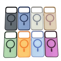 Coque de téléphone magnétique en acrylique mat effet peau avec couleurs contrastées pour iPhone 18 Pro Max et série 17