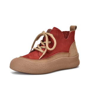 2024 automne style britannique fait à la main en peau de vache baskets décontractées polyvalent haut avec bout épais bouche profonde chaussures de marche simples - Product Image 2