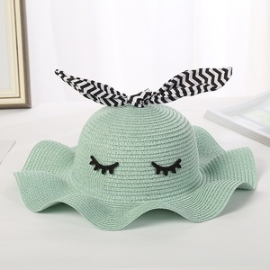 <span class=keywords><strong>Sombrero</strong></span> de <span class=keywords><strong>Paja</strong></span> de Ala Ancha con Orejas de Conejo Estilo Coreano para Niñas, <span class=keywords><strong>Sombrero</strong></span> de Verano con Flecos Ondulados - Product Image 4