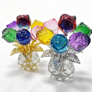 Adorno de Mesa de Cristal con Siete Cabezas de Rosa, Ideal para Regalos de San Valentín y Cumpleaños, Perfecto como Adorno de Cristal - Product Image 4