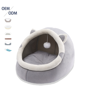 Cama cueva para gatos Lynpet cerrada personalizada con una bola de felpa, gran espacio para que los gatos duerman, alfombrilla lavable y desmontable - Product Image 1