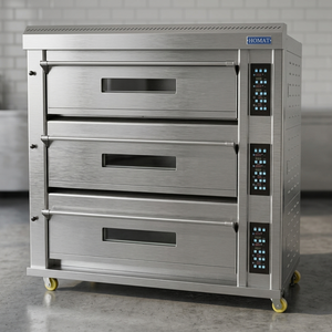 Four à sole commercial gaz/électrique à 3 niveaux et 2-5 plateaux pour boulangerie, haute capacité de cuisson et performance stable - Product Image 1