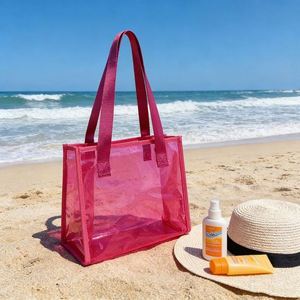 <b>Clear</b> Pvc Tote Large Capacity Fashion Shoulder <b>Jelly</b> Handbag With Custom Logo Shopping Bag - Product Image 1