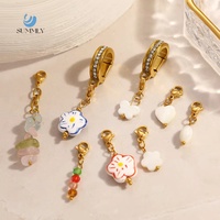 SUMMLY Vente en gros Pendentifs fermoirs de bikini à breloques florales et pierres précieuses d'été, en acier inoxydable plaqué or 18 carats, accessoires de bijouterie de mode
