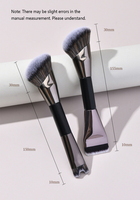 Pinceau plat double embout en poils synthétiques avec manche en bois 2-en-1 pour blush, contour du nez, maquillage détaillé des joues, application unique pour estompage