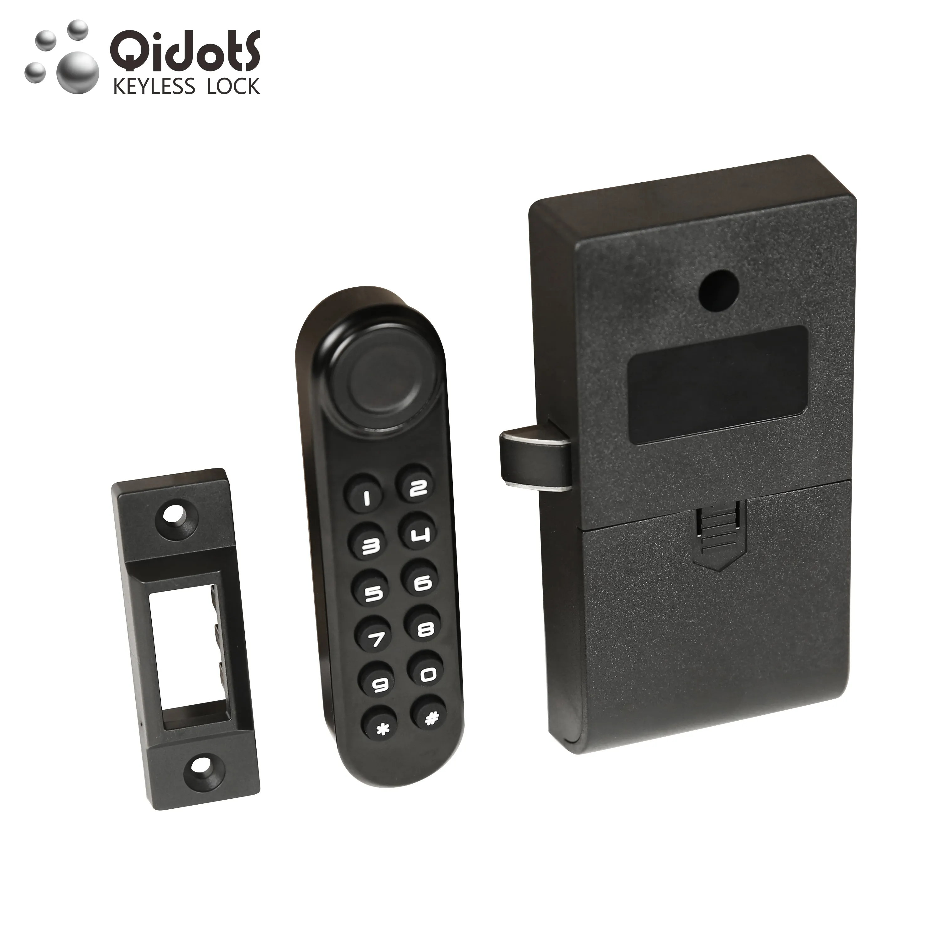 Qidots ตัวล็อกประตูสำนักงาน,ล็อกประตูตู้ใส่รหัสผ่านพิมพ์ลายนิ้วมือพร้อมรหัส
