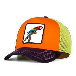 Sombrero de malla con logotipo personalizado al por mayor, gorras de béisbol con parche de granja de animales, sombreros de camionero bordados de 5 paneles para deportes al aire libre