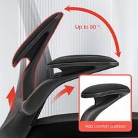 Chaise de bureau ergonomique en maille OEM d'usine, pivotante, avec base en aluminium, réglage de la hauteur et inclinaison verrouillable, noire, vente en gros