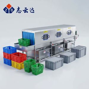 Machine de lavage automatique de caisses en acier inoxydable pour fruits et légumes avec moteur PLC, stérilisation haute efficacité, contrôlée par PLC - Product Image 4