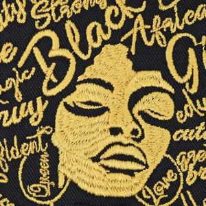 Belle Applique en tissu Black Girl 3.54x3.35 Patch thermocollant pour vêtements et sacs à dos avec cheveux bouclés et style Hip Hop - Product Image 2