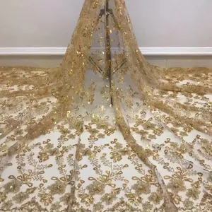 Индийская Свадебная вышитая кружевная ткань для женщин, праздничное платье, вышитая блестками ткань