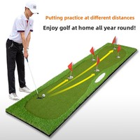 Tapis de golf professionnel pour putting en intérieur, 5 trous, gazon simulé, aide à la pratique portable, mini parcours de golf