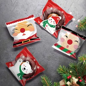 糖果饼干饼干不干胶密封礼品Opp塑料生日全透明圣诞食品包装袋