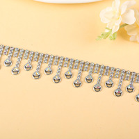 Franges en strass transparentes AB bon marché de 3 cm, accessoires de costumes de carnaval en plastique
