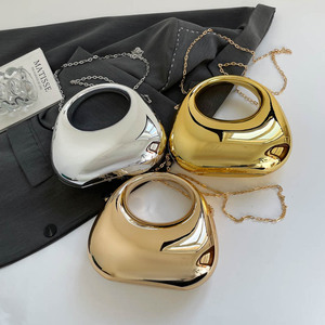 Metallic Acrylic Mini Handbag Women Crescent <b>Box</b> Clutch Bag Fashion Top Handle Purse Detachable Chain Crossbody Shoulder Bag - Product Image 1