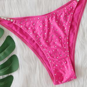 2024 Sexy Bikinis traje de baño con diamantes de imitación Color sólido traje de baño femenino Push up Bikini playa natación traje de baño mujeres bañista - Product Image 6