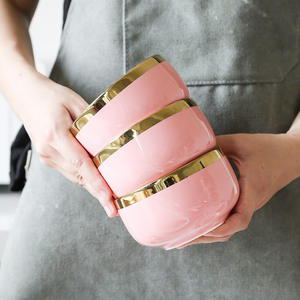 Керамическая миска в скандинавском стиле с розовым золотым краем, тарелка для стейка, ложка для рыбы, посуда, фарфоровая посуда с индивидуальным принтом - Product Image 6