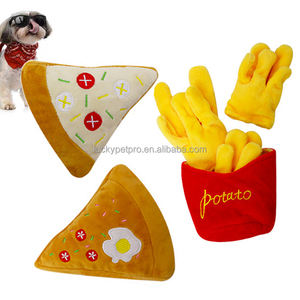 Giocattolo fortunato per animali domestici ingrosso nuovo Design morbido simpatico giocattolo Pizza Hamburger patatine Fast Food cane Squeaky giocattolo - Product Image 1