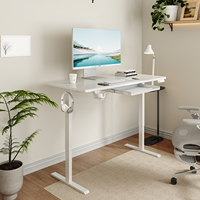 Prix d'usine – Bureau assis-debout moderne en acier à moteur unique avec tiroir, conversion modulaire, hauteur réglable électriquement, montage facile