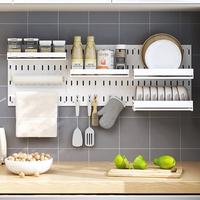 Cuisine en acier inoxydable fournitures uniques articles tenture murale organisateurs d'étagères rangement supports de vaisselle assiette étagère à épices ensemble