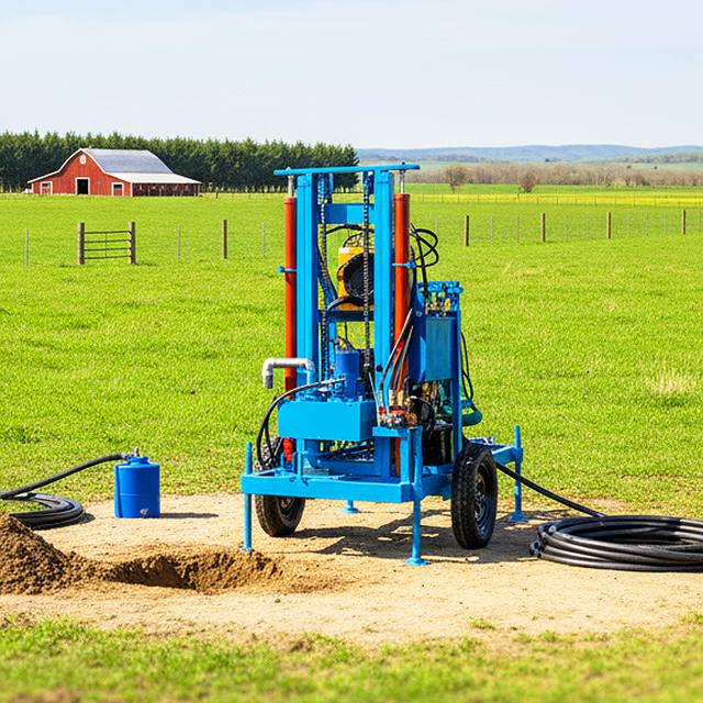 High Quality Agriculture 200m Small Hydraulic Water Well Drilling Rig with Rock Drilling Bits and Drilling Rod