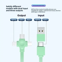 Kabel pengisian daya Cepat PD 1M 3A 5 in 1 2 hingga 3 Multi-Head dapat disesuaikan dudukan ponsel Logo kabel Data yang dapat ditarik
