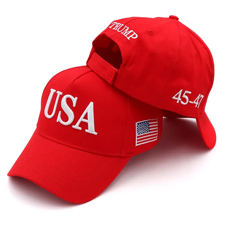 ใหม่ Trum p 2024 Maga หมวก 45-47 หมวกเบสบอลปักหมวกธงชาติสหรัฐอเมริกา